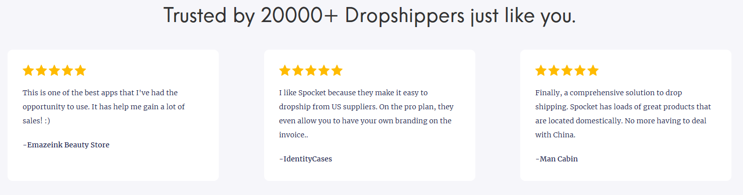 Spocket Review- Customer Reviews
