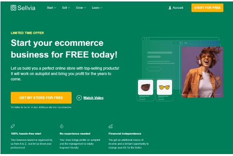 Start an ecommerce business for free with Sellvia